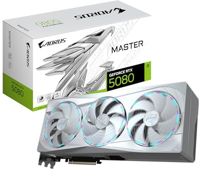 GIGABYTE AORUS GeForce RTX 5080 Master ICE 16G Grafikkarte, WINDFORCE Kühlsystem, 16GB 256-Bit GDDR7, GV-N5080AORUSM ICE-16GD Grafikkarte