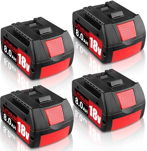 4 Stück 8.0Ah Ersatzakku BAT609 für Bosch Akku 18V Li-ion kompatibel für Bosch 18V Akku 8.0Ah BAT618 BAT618G BAT609G BAT619 BAT619G BAT610G BAT610 mit LED (8.0-4)