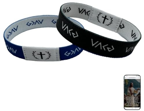 IKOPFLN 2 Stück Bibelarmbänder (blau-weißes Spiel + schwarz-weißes Spiel) + 1 Stück Gebrauchsanweisung. Bibelvers Armband, christliche Armband, tragbare Bibel Armband, christliche Geschenk