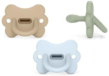 Suavinex, 3 Pack Silikon-Schnuller, für Babys 0/6 Monate & Neugeborene, mit SX Pro-Sauger, weich & flexibel, ideal zum Schlafen, respektiert die Mundentwicklung, Butterfly, Beige, Grün, Blau