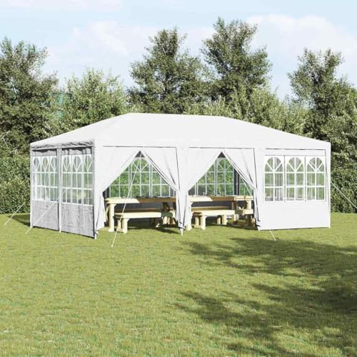Party-Zelt Weiß 600 x 400 x 266 cm, Robustes Polyester und Stahl Outdoor Event Zelt, Geräumiges Faltzelt für Garten, Terrasse, Hochzeit, Party, UV-Schutz, Einfacher Aufbau