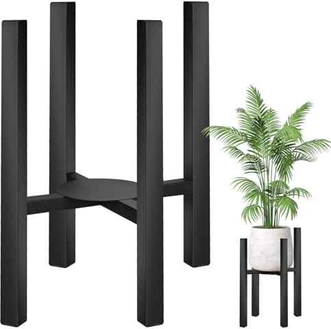 twirush Adjustable Plant Stand Indoor, 24-38cm Metal Plant Pot Stand, Modern Plant Holder, Heavy Duty Plant Stands Holder Rack for Living Room Balcony Bedroom Indoor and Outdoor (Black)