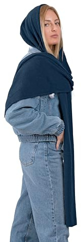 Sciarpa con cappuccio per donna o ragazza - in lana lavorata a maglia - paraorecchie, scaldacollo e copritesta - Made in Italy