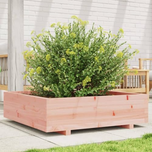 Pflanzkübel 90x90x26,5 cm Massivholz Douglasie, Robustes Outdoor Hochbeet für Garten, Holz Pflanzkasten groß, witterungsbeständig für Pflanzen, Gemüse, Blume