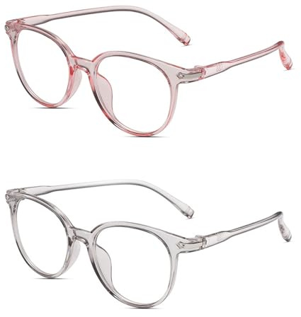 HolooVeranillo 2 PCS Kids Blue Light Blocking Glasses,Kids Glasses,Blue Light Blocking Eyeglasses,Computer Anti Eyestrain Eyeglasses,Fashionable Spectacles,Clear Lens,Plastic Frame,Unisex,Children