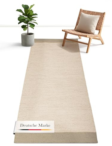 jaloom Wollteppich Lui Grau Läufer 80x300 cm | Moderner Teppich für Wohnzimmer und Küche