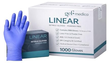 Gef Medica - 1000 Guanti L in Nitrile Blu Violaceo LINEAR Senza Polvere, Guanti Monouso Ambidestri, DPI III Cat, Uso Medico Alimentare