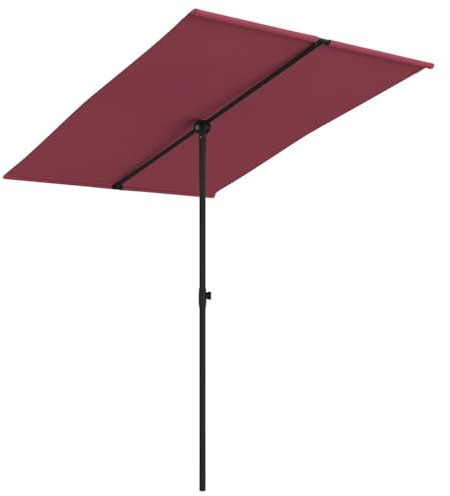 Foknhdi Parasol rectangulaire - 200 x 150 cm - Rouge bordeaux - Protection UV et réglage de la hauteur - Rotation à 180 ° - Mât léger en aluminium robuste - Pour balcon, terrasse et jardin