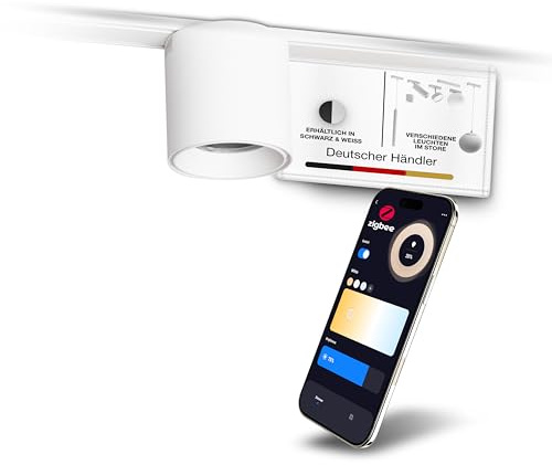 MNK_solution LED Spot für Schienensystem – Zigbee dimmbar – 6W Deckenstrahler für Wohnzimmer, Küche, Esszimmer – moderne Deckenleuchte – Lichtschienensystem – Deckenlampe Weiß
