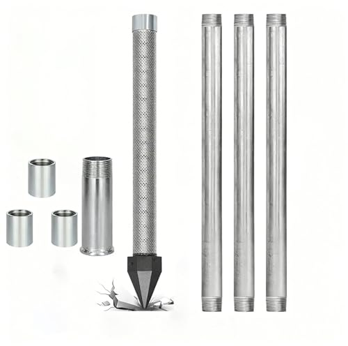 QITUJOUR Punte di azionamento per pozzo in Acciaio Inox da 1-1/4 x 30 Pollici, Punte di Sabbia per impieghi gravosi per Vari Tipi di Terreno, Punta di azionamento per pozzo(3+1kit)