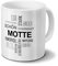 printplanet Tasse mit Namen Motte Positive Eigenschaften Tagcloud - Schwarz - Namenstasse, Kaffeebecher, Mug, Becher, Kaffeetasse