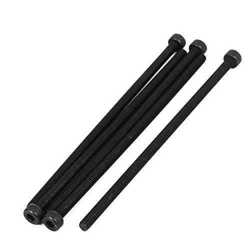 sourcing map 5pcs M4X100mm Vis à Six Pans Creux Tête Hexagonale Boulon Vis Moleté Entièrement Fileté Noir