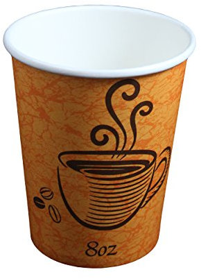 Disposable Paper Hot Coffee Tea Drinking Cups 8oz - 228ml (100 Pack)