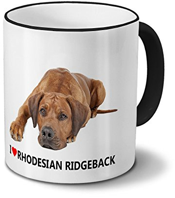 printplanet Hundetasse Rhodesian Ridgeback - Tasse mit Hundebild Rhodesian Ridgeback - Becher Schwarz