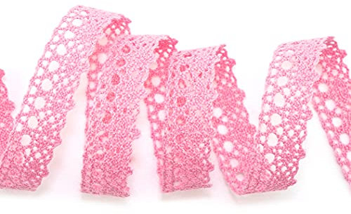 Spitze Emilia ROSA 3 m x 15 mm Baumwollspitze Spitzenband Spitzenborte Dekoband Schleifenband Häkelspitze Baumwolle Häkelband Vintage Geschenkband Hochzeit