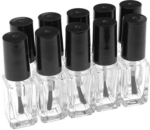 OTOTEC 10 Vide en Verre carré Vernis à Ongles/Vernis à Ongles/Art Bouteille + Agitateur Mixer Boule