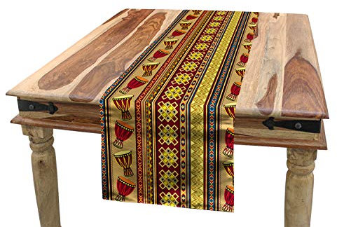 ABAKUHAUS afrikanisch Tischläufer, Abstrakt, Esszimmer Küche Rechteckiger Dekorativer Tischläufer, 40 x 180 cm, Braun Rot