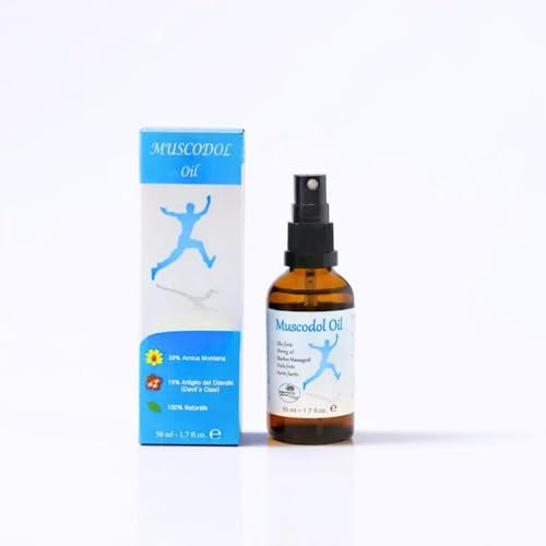 Muscodol Oil Starkes Massageöl für Muskelschmerzen Leucosia - Arnika öl (39%) und Teufelskralle (19%), 100% Reine Ätherische Öle für die Sportliche Regeneration - 50 ml
