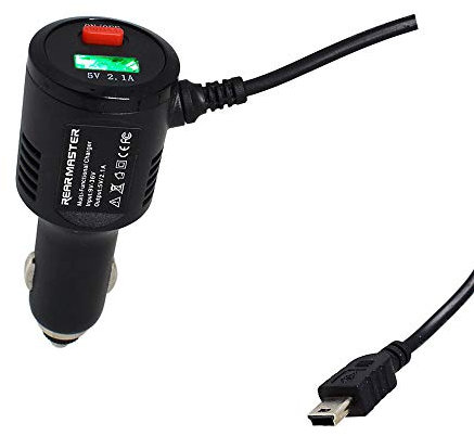 REARMASTER® Universal 12V / 24V Zigarettenanzünder Stromkabel für DashCam Autokamera Video Recorder mit USB Ladegerät und Schalter (Mini-USB) 3.5m