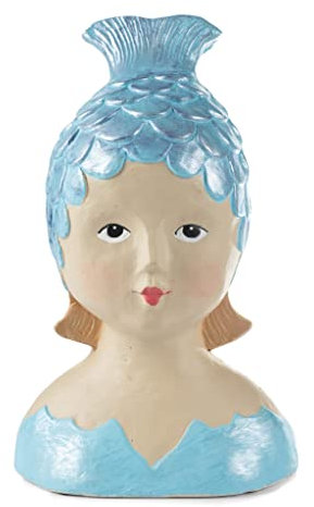 baden import Aufsteller Deko Kopf Frauenkopf Ladykopf hellblau mit Fischkappe