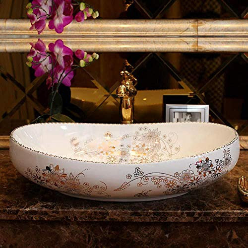 Wieoc Waschbecken Art Europe Vintage Style Kunstwaschbecken Keramik Aufsatzwaschbecken Waschbecken Waschbecken Waschtische