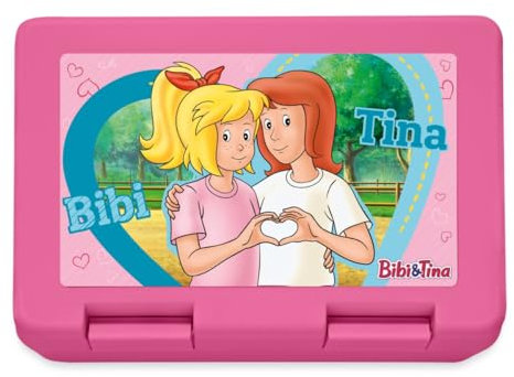 Spreadshirt Bibi und Tina Herzrahmen Brotdose Lunchbox, One size, Pink