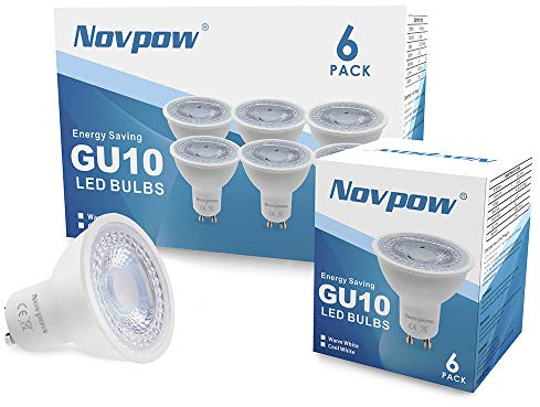 novpow GU10 LED Bulbs 6 Pack, 6W 450LM Warm White 3000K, 50W Halogen Equivalent, Non-Dimmable GU10 Spotlight Bulbs, 38° Beam Angle, AC 220-240V Energy Saving LED Lights