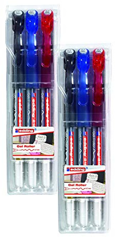 edding 2185 Gel-Roller (Standardfarben), 3-Stück, 0,7mm (2x Standard-Farben)
