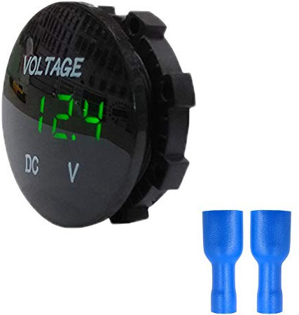 DC 5-48V Auto Voltmeter Tester, Asudaro Wasserdicht LED Digital Display Voltmeter Rund Panel Spannungsmesser Messgerät Tester, Auto Batterie Spannung Gauge Monitor Tester Meter Voltmesser,GrüN