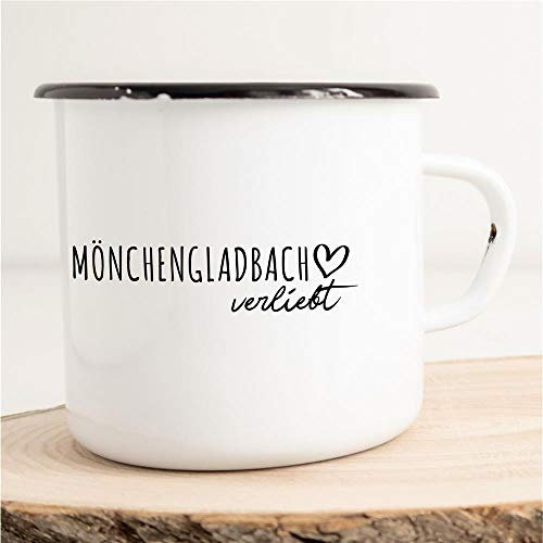 Huuraa Emaille Tasse Mönchengladbach Geschenk Kaffeebecher Vintage 300ml Mönchengladbach Geschenkidee