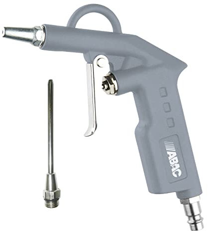 ABAC Pistola Aria Compressa G-502, Pistola di Soffiaggio con Ugello Corto e Lungo 10cm, Ugello da 2mm, Pressione Max 8 Bar, Alluminio