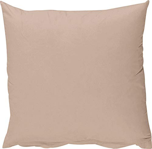 Erwin Müller Kuschelkissenbezug, Kissenhülle Renforcé Würzburg, Uni Taupe Größe 40x40 cm - strapazierfähig und temperaturausgleichend, mit Reißverschluss