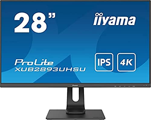 iiyama Prolite XUB2893UHSU-B1 Monitor de 28 4K-UHD (3840x2160, Panel IPS, 16:9, 60Hz, 3ms, 1 HDMI, 1 DisplayPort, 2 USB2.0, 2 USB3.0, Regulable en Altura, Pivotante) Negro Mate