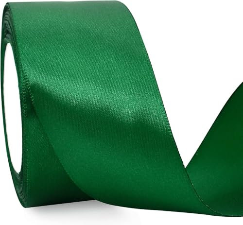 TONIFUL Rotolo di nastro di raso verde largo 5 cm x 23 m in tinta unita, per San Valentino, artigianato, fasce per sedie, confezioni regalo, inviti, fiocchi floreali, feste, matrimoni, decorazione