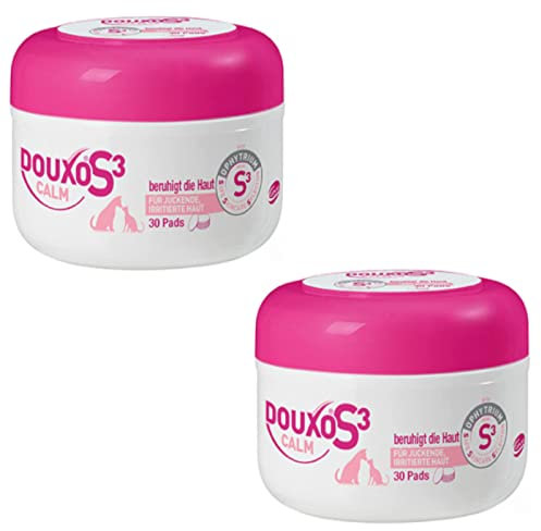 Douxo S3 Calm Pads Lot de 2 paquets de 30 coussinets apaisants pour chiens et chats Pour les démangeaisons, les peaux irritées et sensibles, hypoallergéniques et au pH adapté