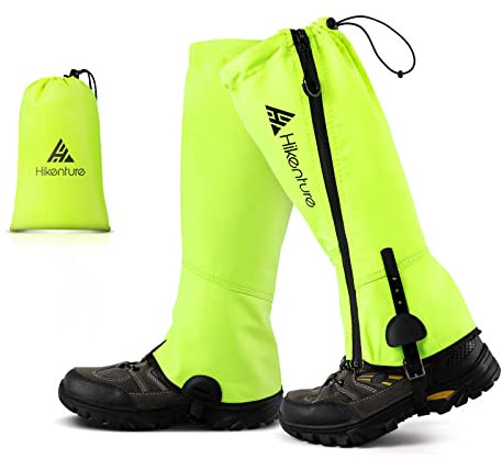 HIKENTURE Gamaschen Wandern Jagd Fahrrad, Gamaschen Herren Damen Wasserdicht, Regengamaschen, Gamaschen Outdoor zum Schutz von Hose&Schuhe vor Schnee/Regen/Insekten, Gaiters Schneewandern-Neon-M