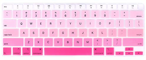 Lucocia Silicone Keyboard Cover for MacBook Air 13 Inch 2022 2021 2020 Release A2179 A2337 M1 Chip with Touch Id Waterproof Magic Keyboard Cover Protector Skin,MacBook Air Accessories,Us Ombre Pink