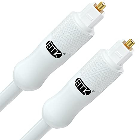 EMK Weißes Digitales Optisches Audiokabel Toslink SPDIF Kabel 2 Meter - Premium Glasfaserkabel Kompatibel mit Soundbar, Fernseher, Heimkino, Blu-ray Player, AV-Receiver