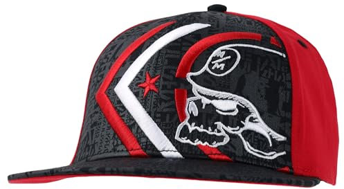 Metal Mulisha Herren Ghost Flex Hat Baseballkappe, Schwarz Rot, L/XL