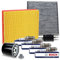 BESTPRICE Inspektionspaket Filterset mit 1x Ölfilter, 1x Luftfilter, 1x Innenraumfilter, 1x Kraftstofffilter, 4x Original Zündkerze FLR8LDCU+, Kompatibel mit OPEL ASTRA G (T98) (F70), ZAFIRA A (T98)