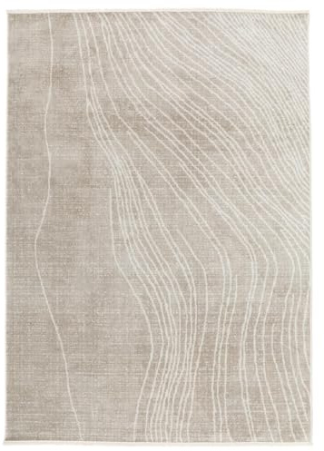 RugVista River Teppich, 160 x 230 cm, Greige/Natural | Moderne, Rechteckig, Mittlerer Stapel, Maschinenwäsche, Oeko-Tex 100, Wohnzimmer, Schlafzimmer, Küche