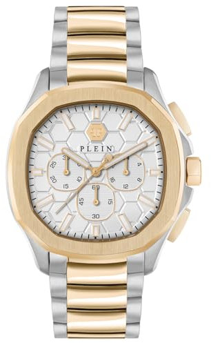 Philipp Plein Herren Analog Quarz Uhr mit Edelstahl Armband 7630615129464