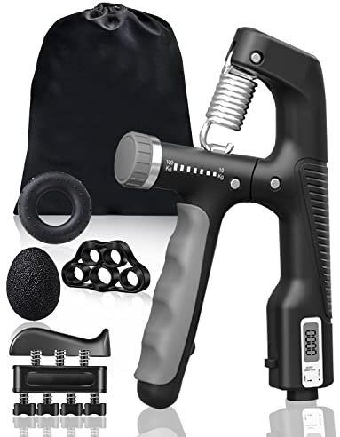 Omesiry Hand Grip Musculation Main Kit de 5（10-100kg）, Entraîneur de Comptage Intelligent,Musculation Main Strengthener,Entraînement de Musculation Avant Bras Pince Poignée Exerciseur de Doigts