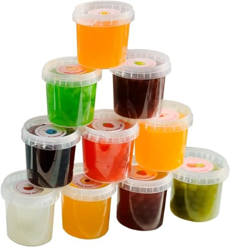 BOBA BAR Mixed Popping Boba and Jelly Pots - Multi packed gift box | Box of 4 Pots | Perfect for Bubble Tea, Iced Drinks, Cocktails and Desserts | Vegan & Glutenfree by Boba Bar London.