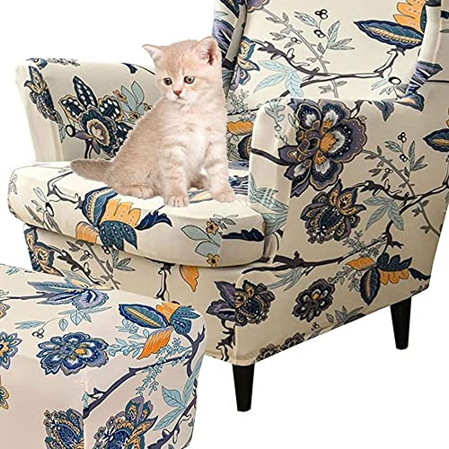 uyeoco Sesselüberwürfe Elastisch 3-teilig Sesselbezug Ohrensessel Überzug Mit Ottomane Schonbezug Ohrensessel Bezug Bezug Sesselhusse Stretch Husse Für Ohrensessel (Color : #25)