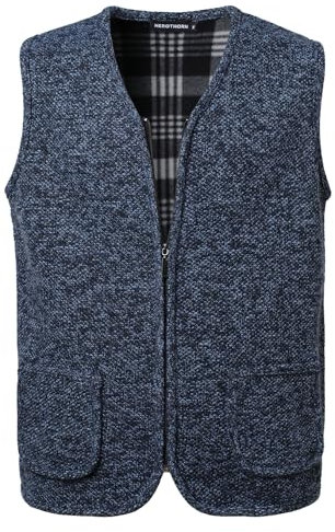 Herothorn Gilet da Uomo a Maglia Casual Senza Maniche Cardigan in Pile Caldo Lavorato Maglieria Canotta Cerniera Smanicato Maglione con Scollo a V All'aperto