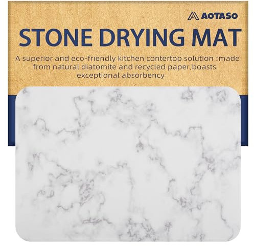 AOTASO 30,5 x 40,6 cm Marmorstein-Trockenmatte für Küchentheke, super saugfähige Abtropfmatte, Kieselgur, schnell trocknende Geschirrmatte (1 Stück)