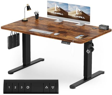 Homall Höhenverstellbarer Schreibtisch 120x60 cm, Schreibtisch Höhenverstellbar, Elektrischer Schreibtisch mit Vierteilige Tischplatte, Computertisch mit Memory Funktion,Standing Desk