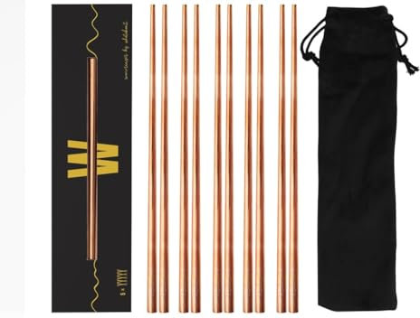 WHATAKANT - Sumoringer Edelstahl Essstäbchen | 10er Set in Kupfer | nachhaltige & wiederverwendbare Sushi Stäbchen mit Samtbeutel to go | japanische Essstäbchen spülmaschinenfest | 23 cm Länge