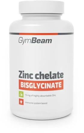 GymBeam Zink-Tabletten - Hochdosierte Kapseln, 15 mg pro Tagesdosis, in Chelatform von Zinkbisglycinat, Knochengesundheit & Proteinsynthese, unterstützten Fruchtbarkeit (90 tab)